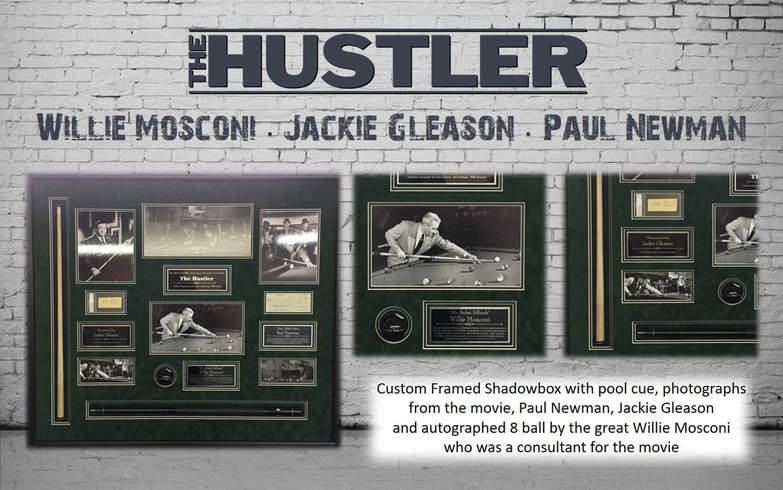 The Hustler Shadowbox with Pool Cue & 8 Ball